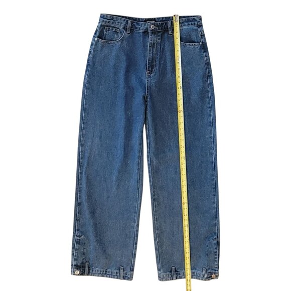 PrettyLittleThing Mid Blue Wash Waistband Detail Hem Baggy High Waist Jean NEW - Picture 10 of 15